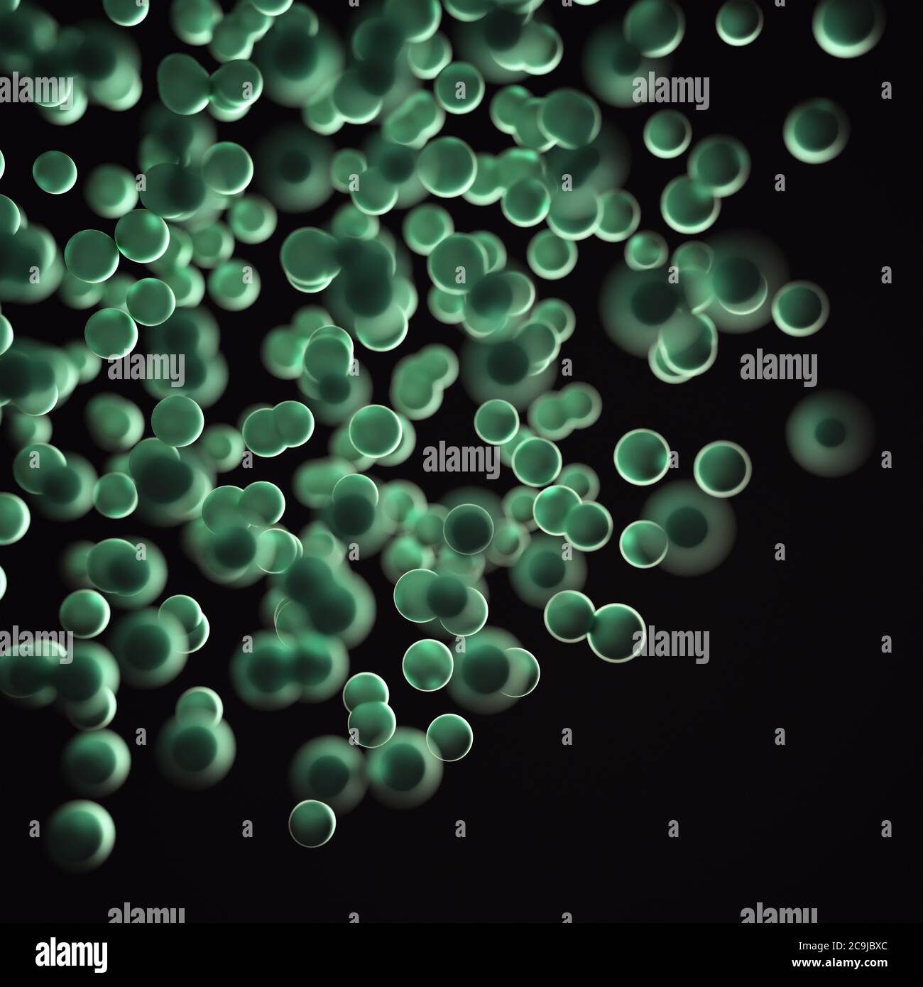 Arrière-plan abstrait de sphères vertes, illustration. Banque D'Images