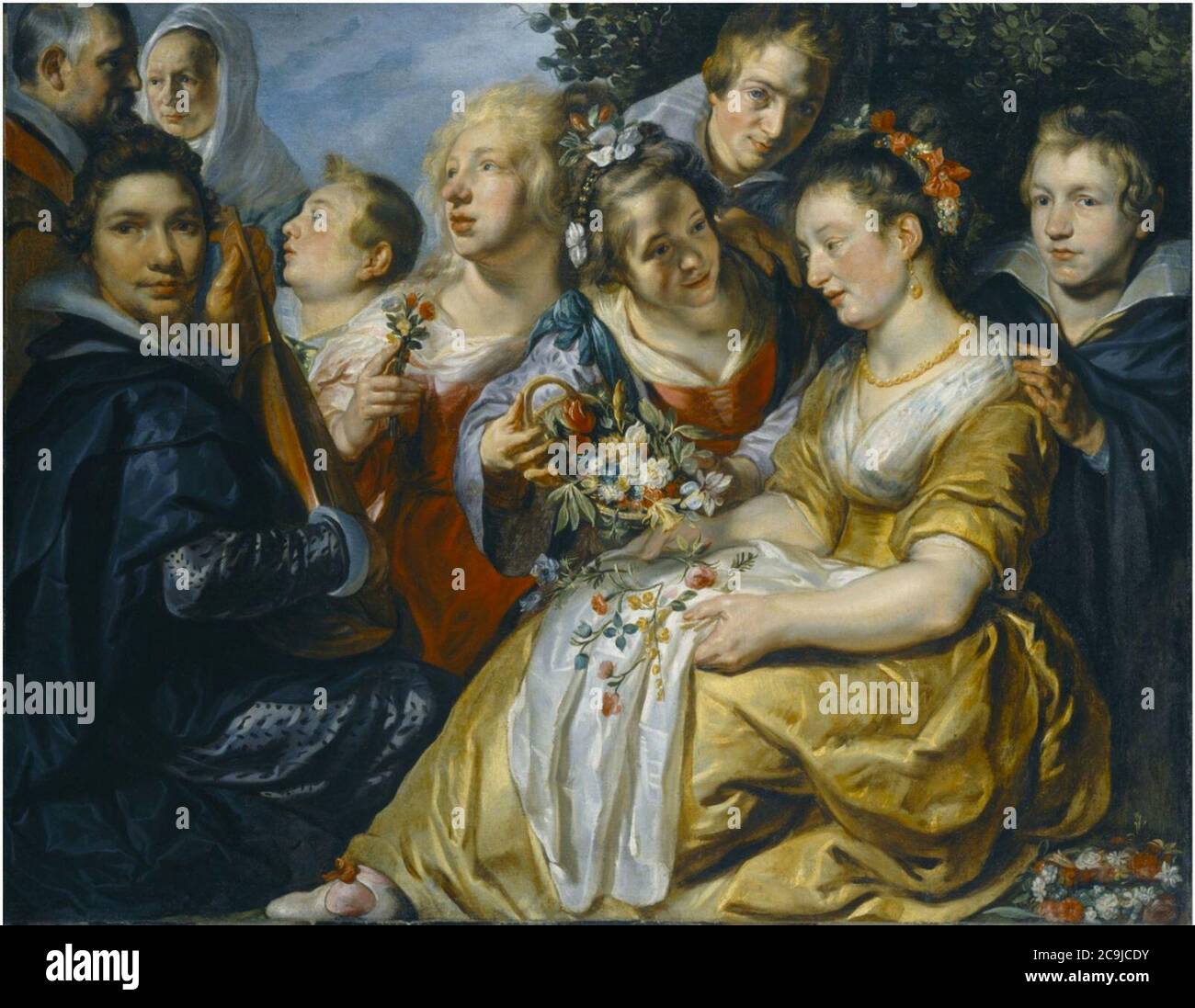 Jakob Jordaens - autoportrait avec la famille de son beau-père Adam van Noort. Banque D'Images