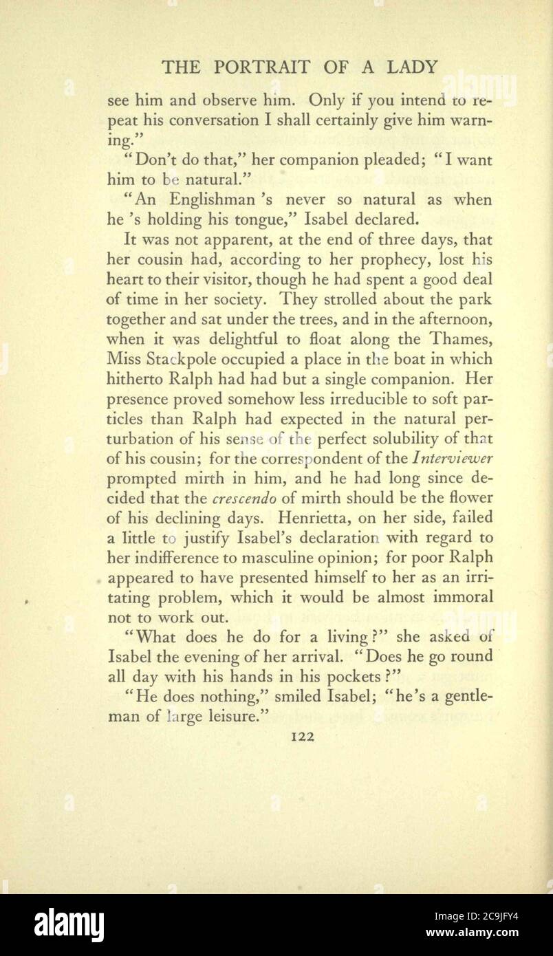 James - le portrait d'une dame, vol. I, p. 122. Banque D'Images
