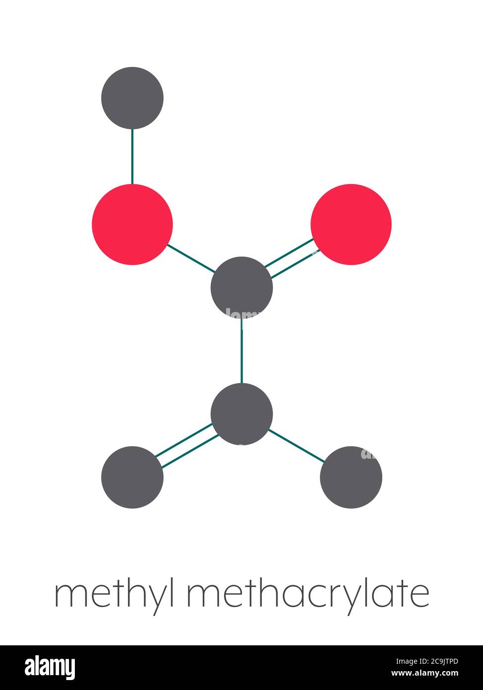 Molécule de méthacrylate de méthyle, poly(méthacrylate de méthyle) ou bloc  de construction en verre acrylique. Formule squelettique stylisée  (structure chimique). Les atomes sont sho Photo Stock - Alamy
