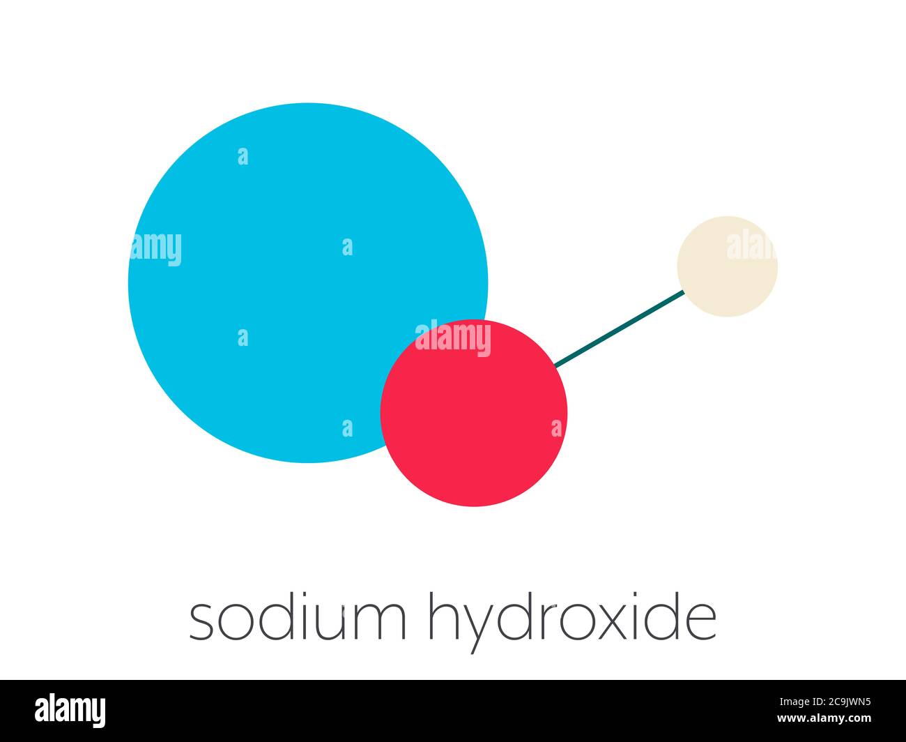 Hydroxyde de sodium (lessive, soude caustique), structure chimique. Formule  squelettique stylisée (structure chimique) : les atomes sont représentés  par des cercles de couleur conne Photo Stock - Alamy