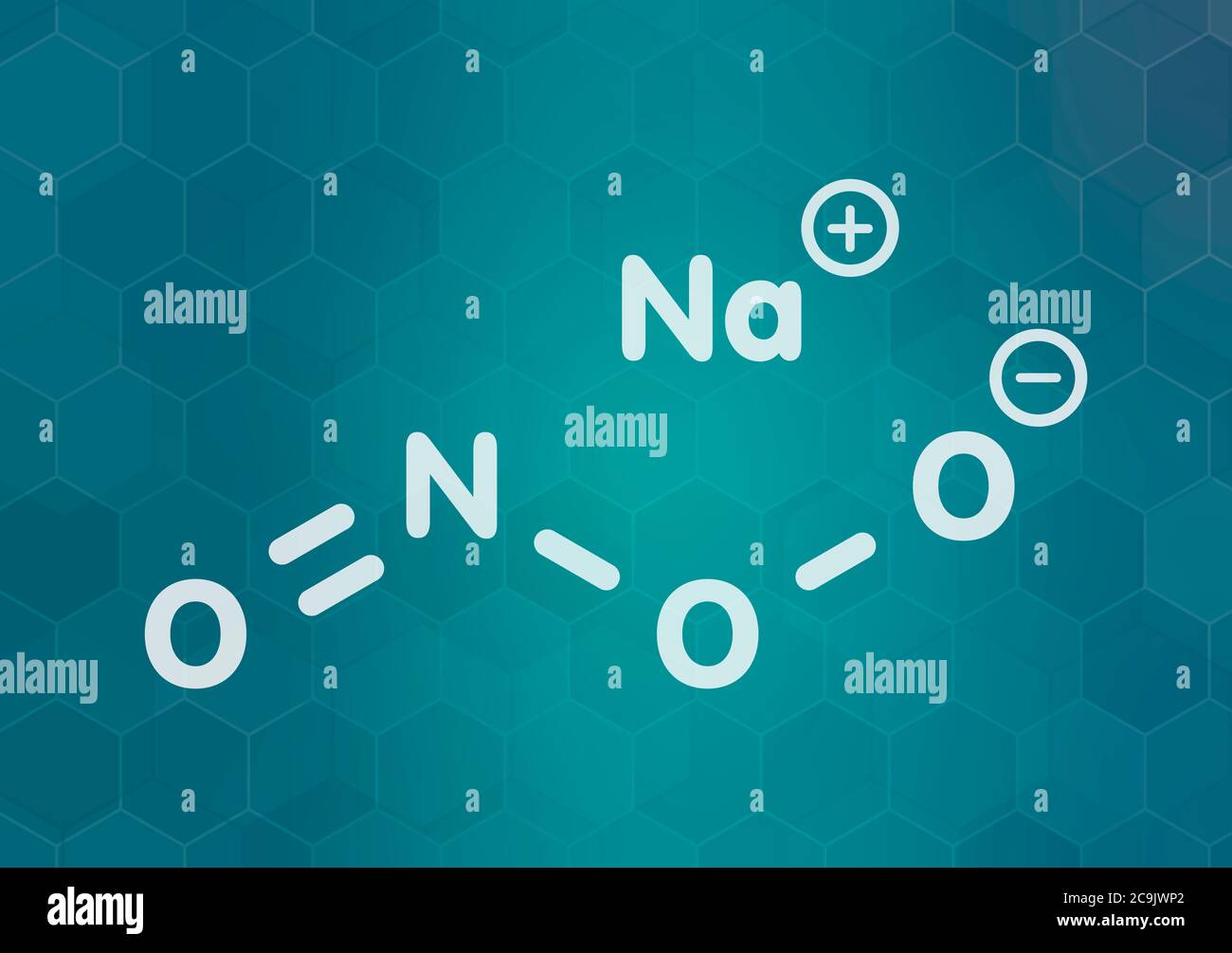 Le peroxynitrite (sodium) molécule d'espèces d'azote réactif. Formé par la réaction de l'oxyde nitrique radicaux superoxyde et dans le corps humain. Banque D'Images