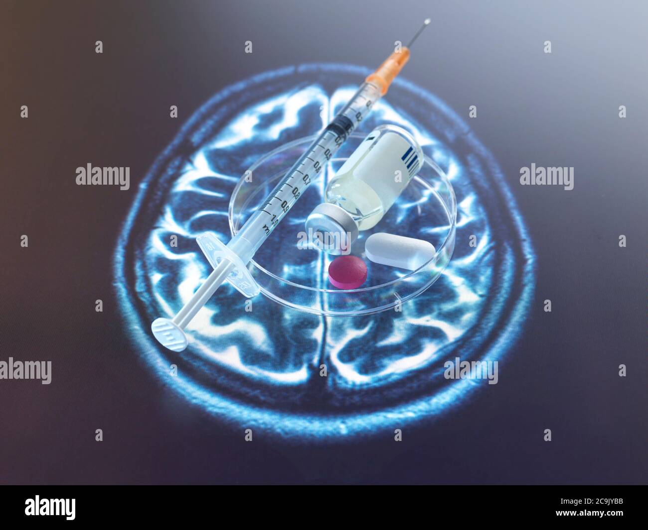 Image conceptuelle de la recherche sur un remède aux troubles du cerveau. Banque D'Images