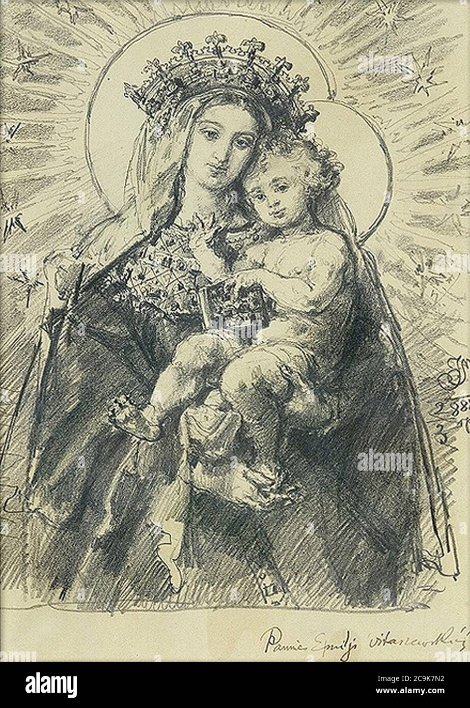 Jan Matejko - Matka Boża z Dzieciątkiem 1888. Banque D'Images