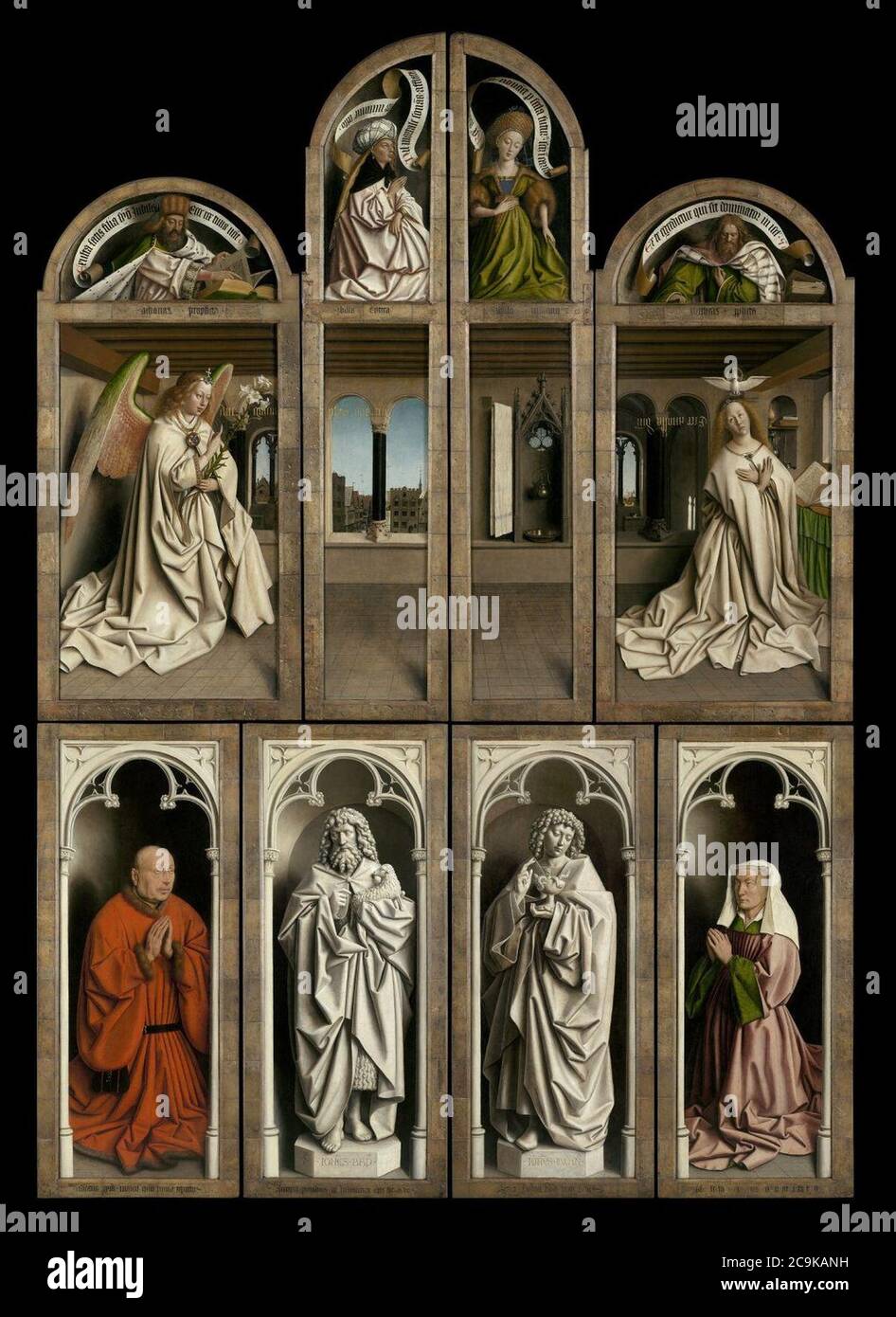 Jan van Eyck - le retable de Gand (ailes fermées) Banque D'Images