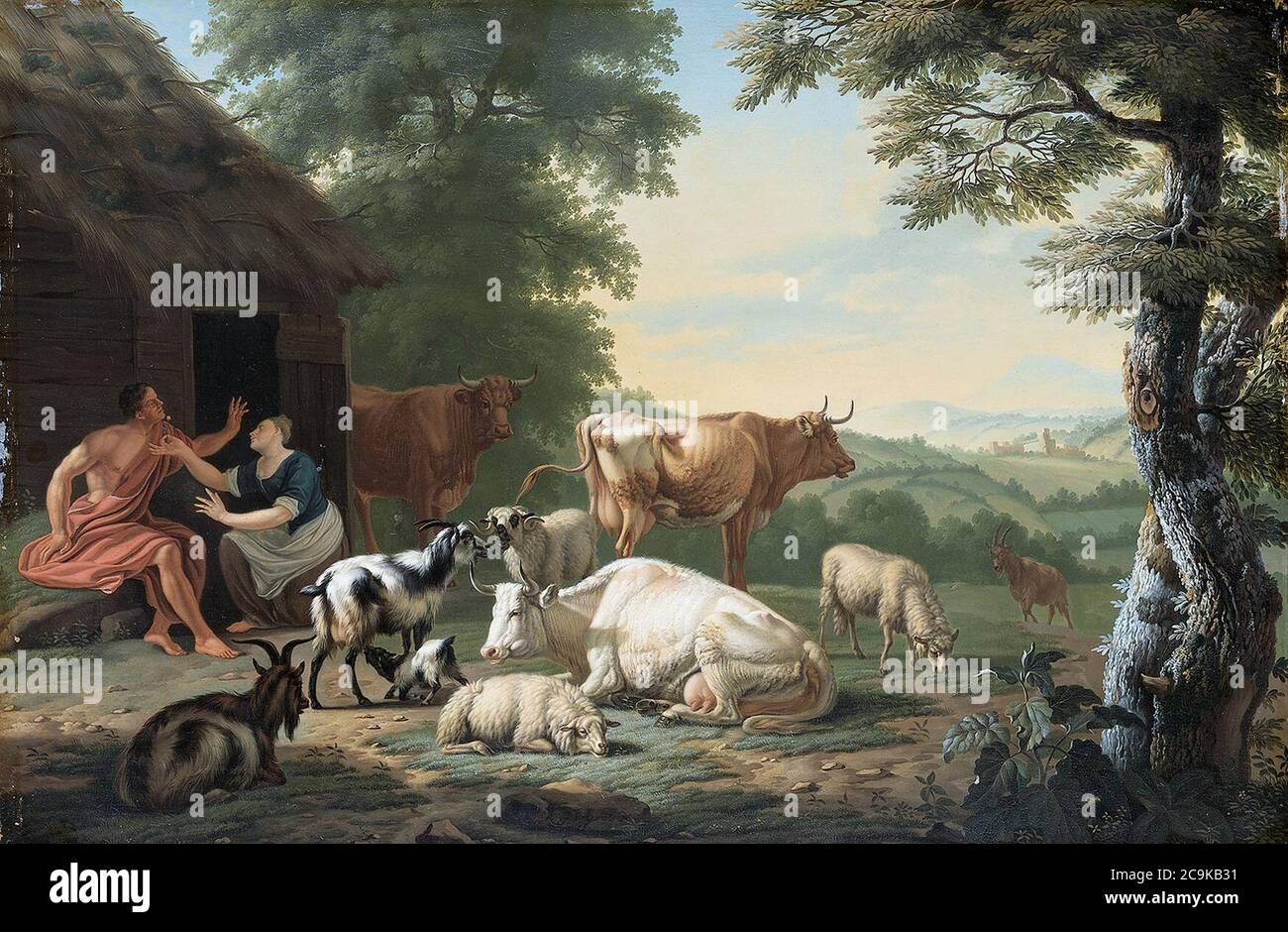 Jan van Gool-herders met Landschap. Banque D'Images