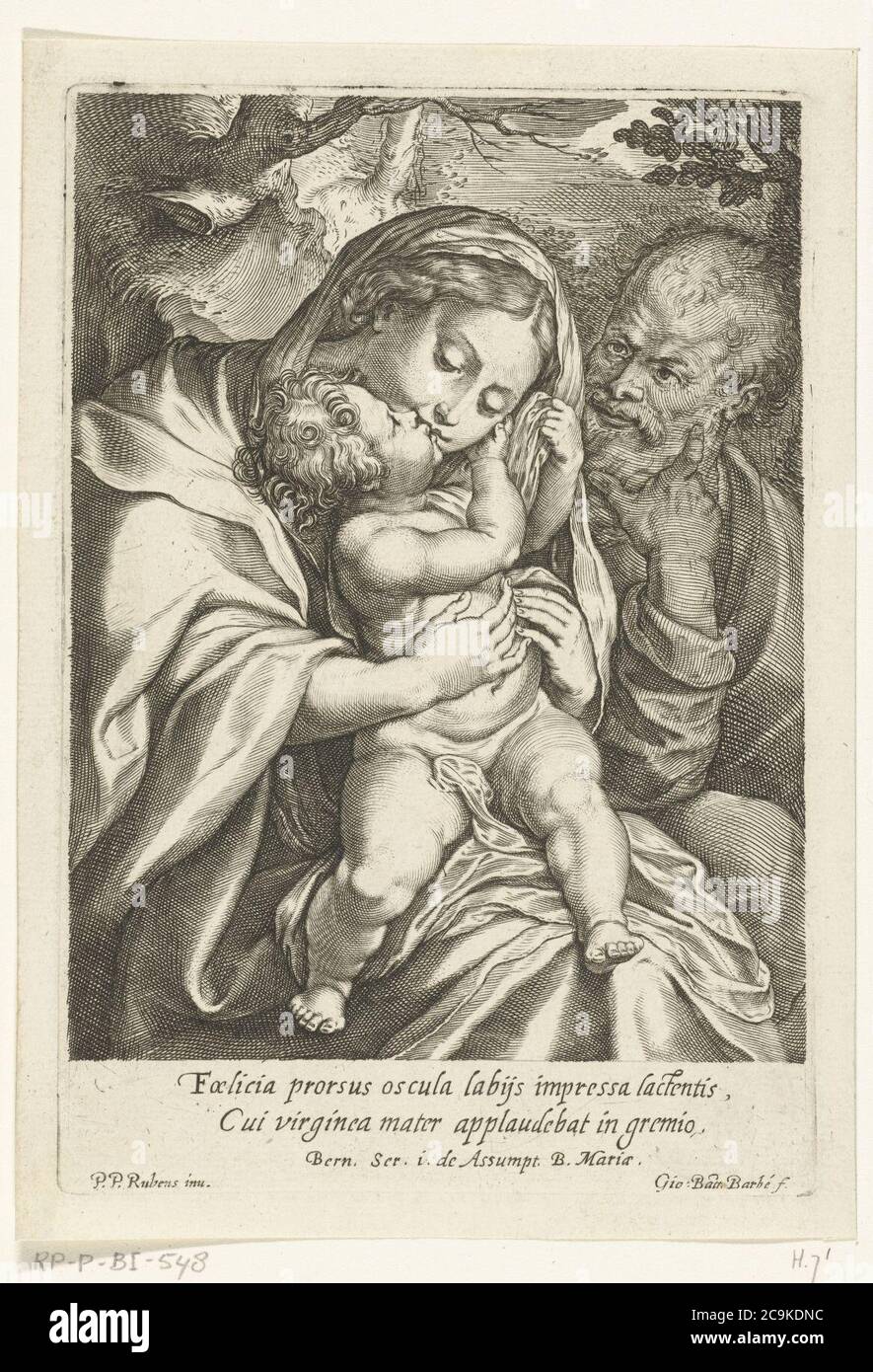 Jan-Baptist Barbé - la Sainte famille, avec le bébé Jésus embrassant St Joseph. Banque D'Images