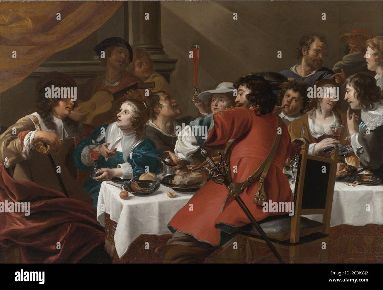 Jan Cossiers (à l'attention de) - scène de banquet. Banque D'Images