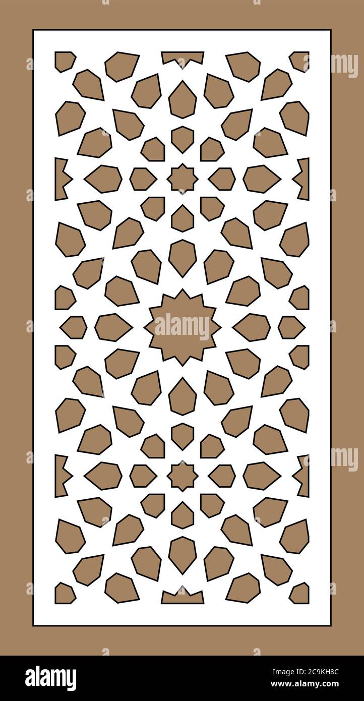 Mur décoratif arabe islamique, écran, motif panneau avec étoiles. Kit de modèle vectoriel. Jeu de panneaux vectoriels décoratifs pour la découpe au laser. Modèle pour Illustration de Vecteur Mur décoratif arabe islamique, écran, motif panneau avec étoiles. Kit de modèle vectoriel. Jeu de panneaux vectoriels décoratifs pour la découpe au laser. Modèle pour Illustration de Vecteur