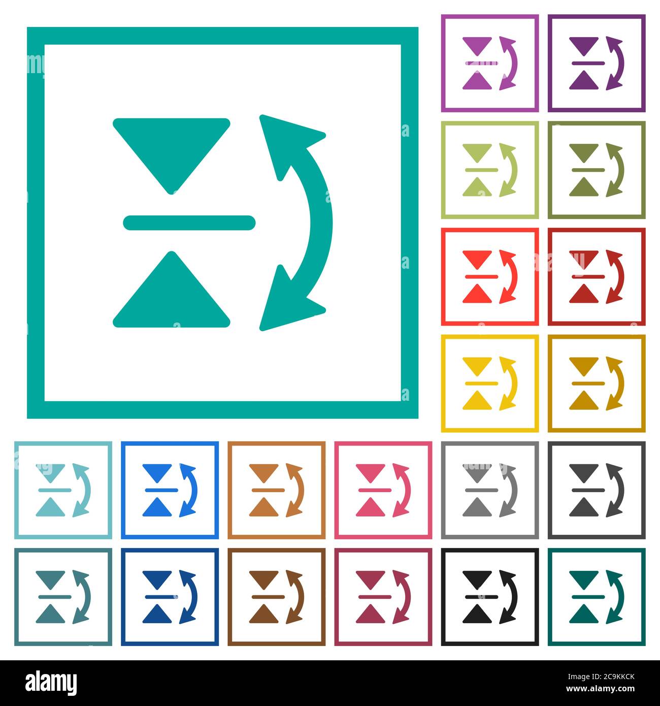 Icônes verticales de couleur plate avec cadres quadrants sur fond blanc Illustration de Vecteur