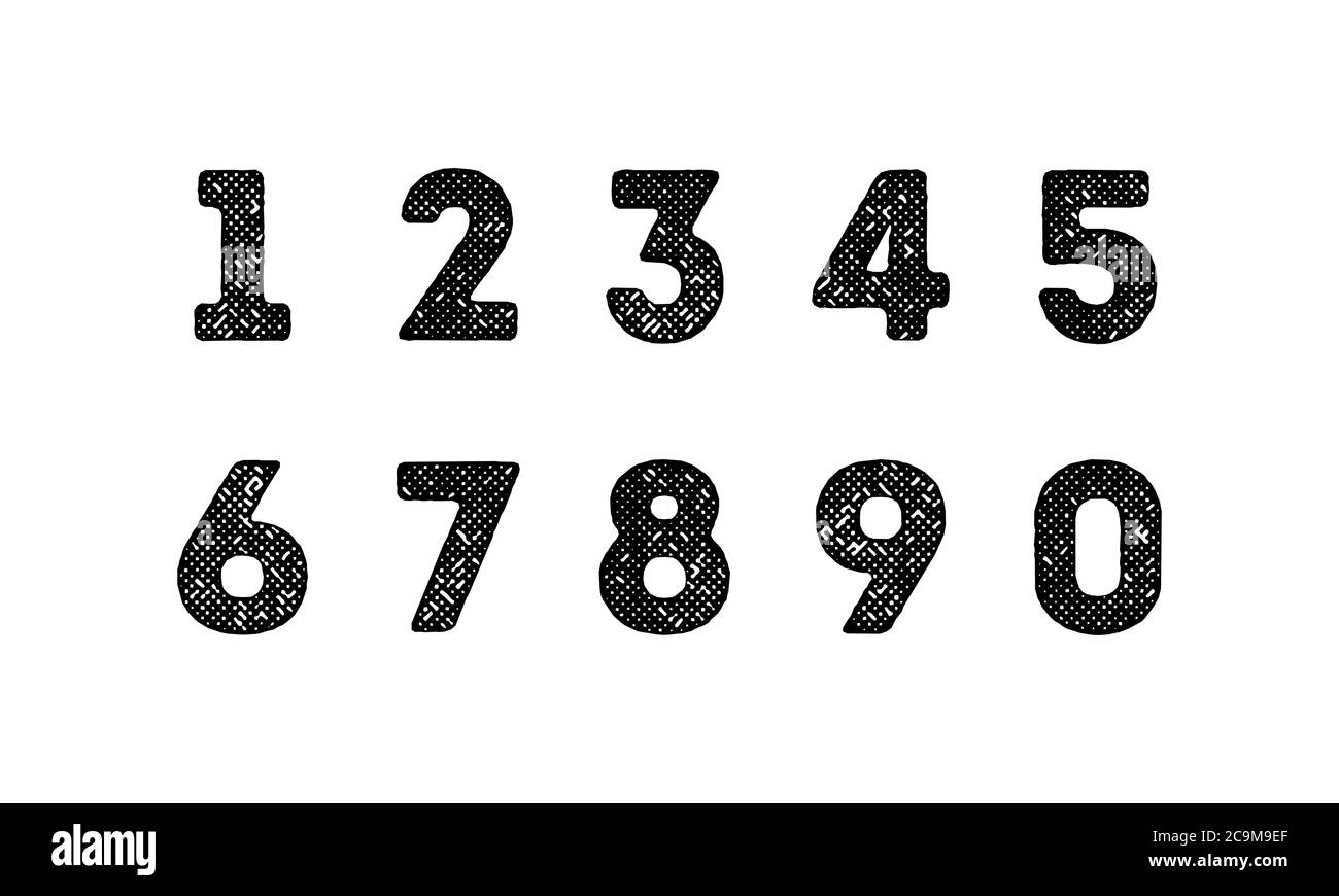 Ensemble de numéros grunge.numéros avec effet de détresse Vector. Illustration de Vecteur