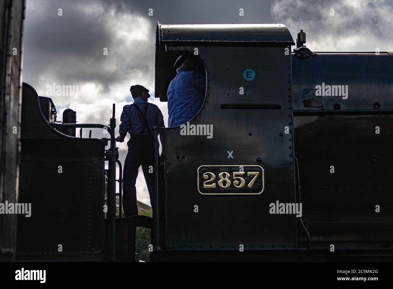 Conducteur de train dans une machine à vapeur, Severn Valley Railway, Royaume-Uni Banque D'Images