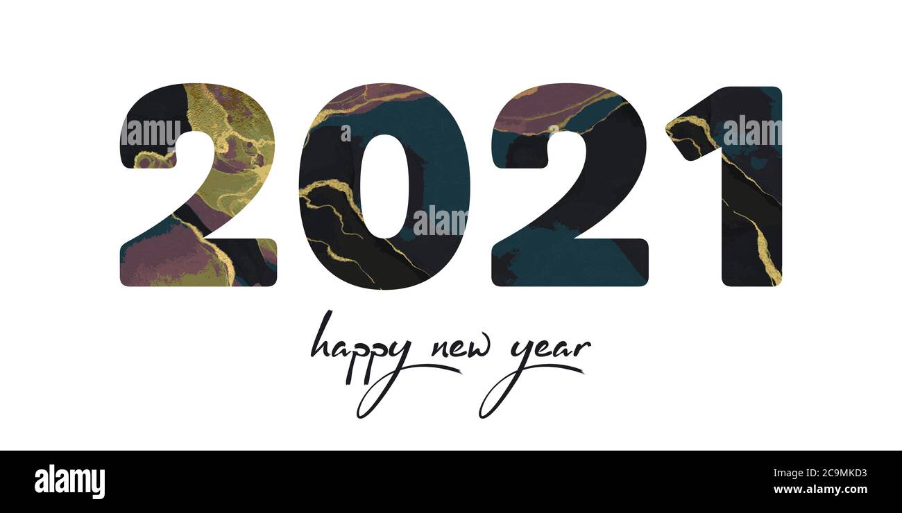 Happy New Year 2021 Luxury 2021 Happy New Year élégant design - illustration vectorielle de 2021 numéros de logo dorés sur fond blanc Illustration de Vecteur