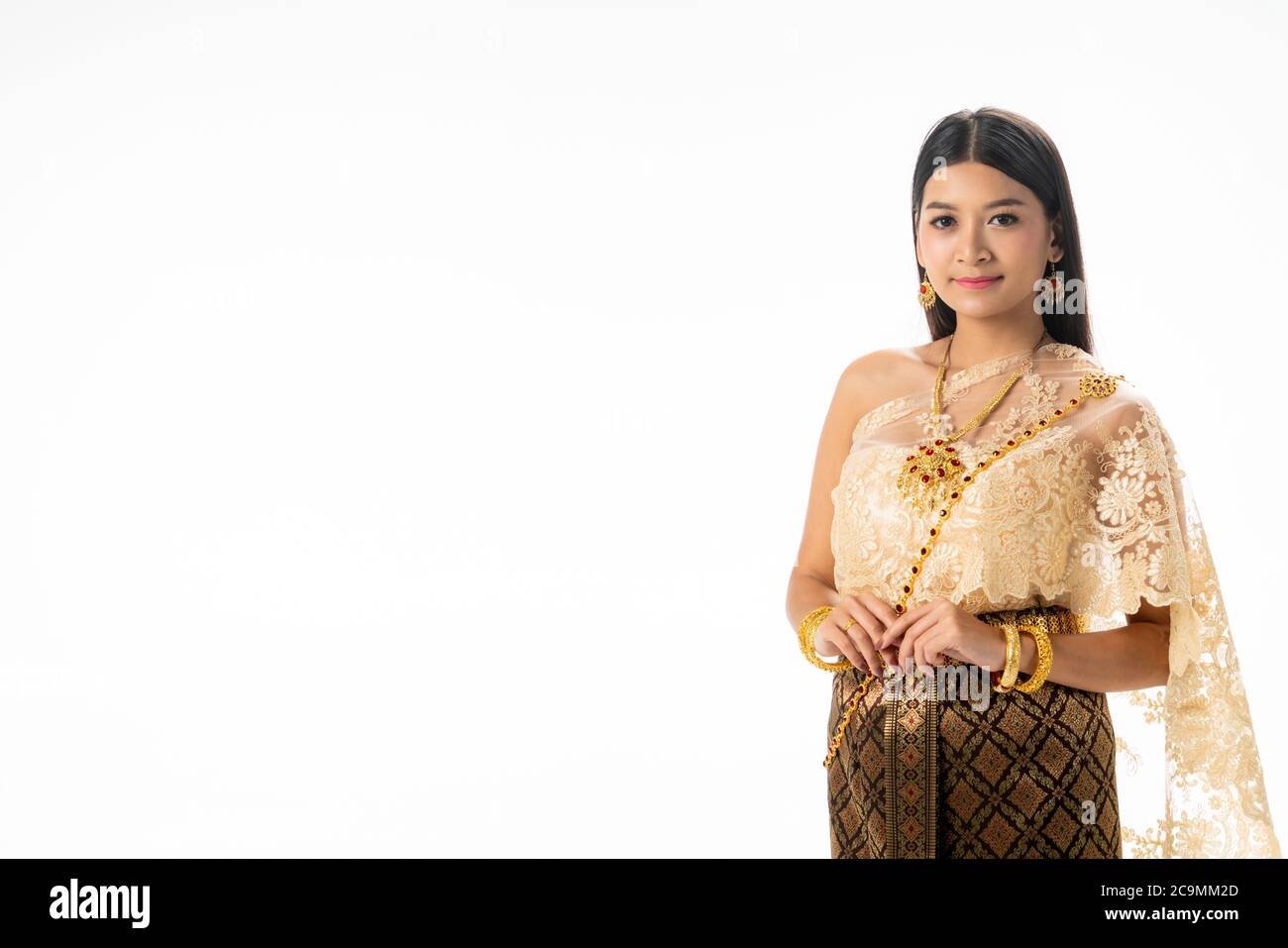 Robe de portrait de femme en costume thaïlandais traditionnel. Banque D'Images