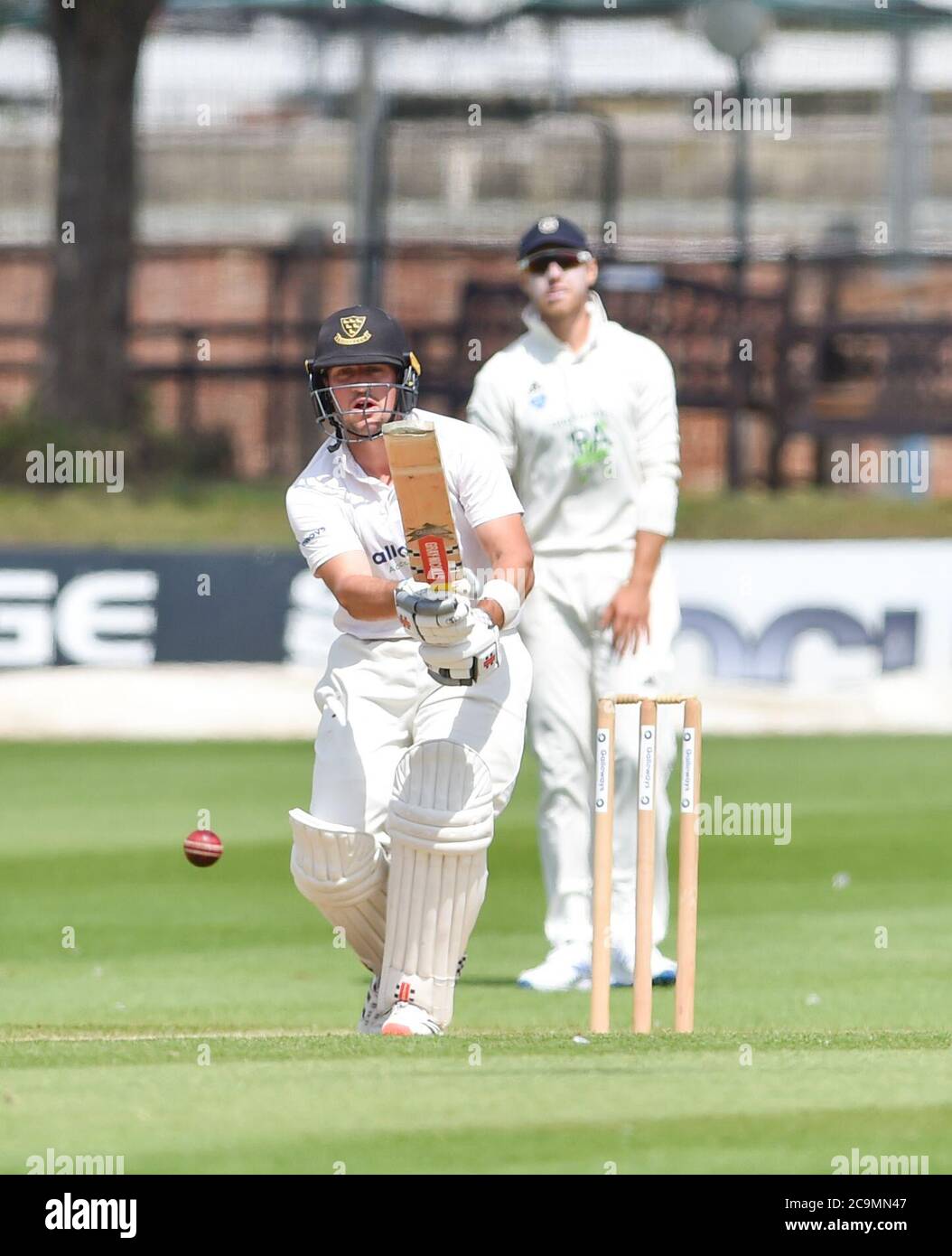 Brighton Royaume-Uni 1er août 2020 - le match de cricket Harry Finch du Sussex entre Sussex et Hampshire dans le Trophée Bob Willis qui se déroule derrière des portes fermées sans fans au 1er Central County Ground à Hove : Credit Simon Dack / Alamy Live News Banque D'Images