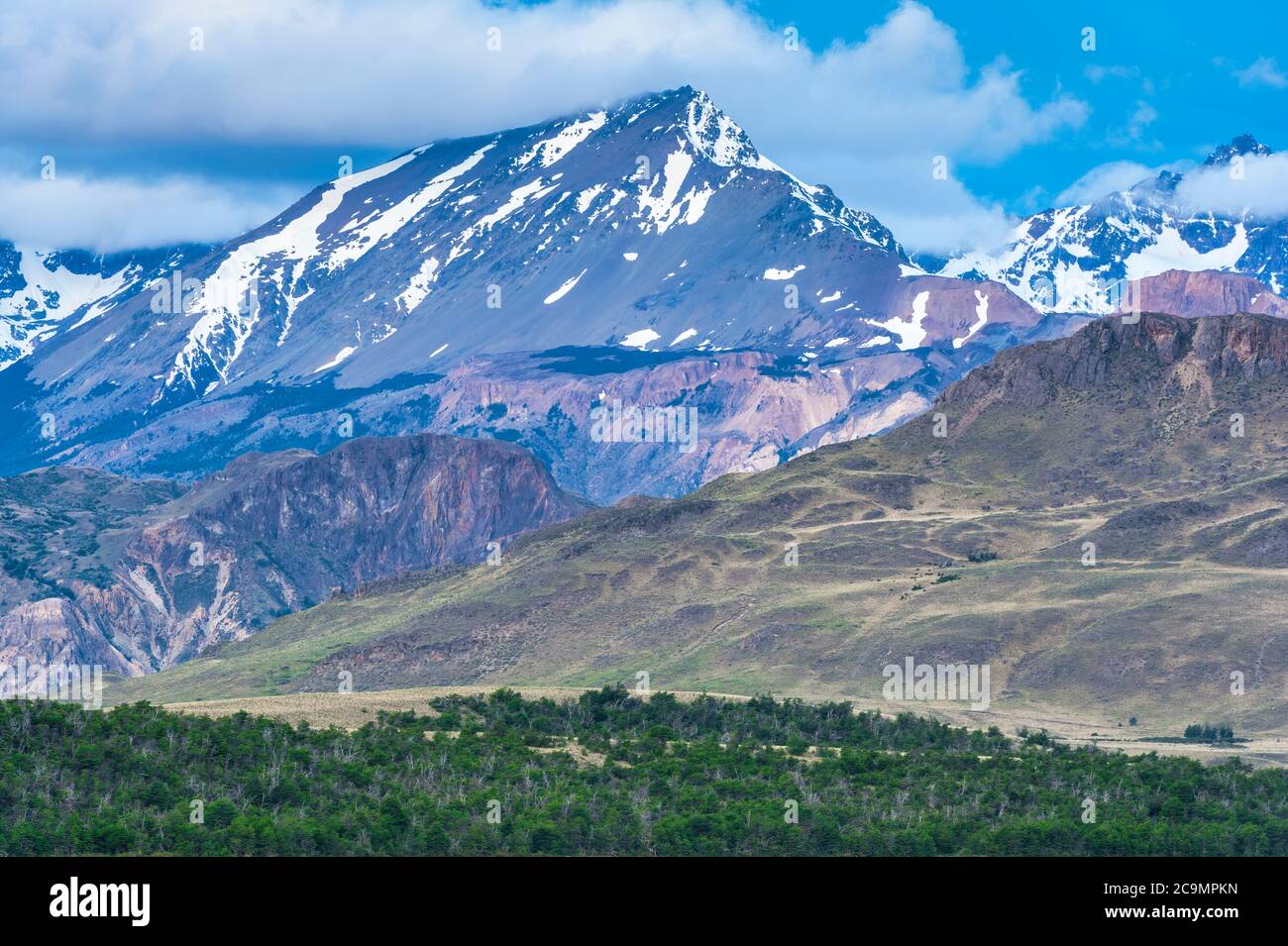 Paysage montagneux, parc national de Patagonie, vallée de Chacabuco près de Cochrane, région d'Aysen, Patagonie, Chili Banque D'Images