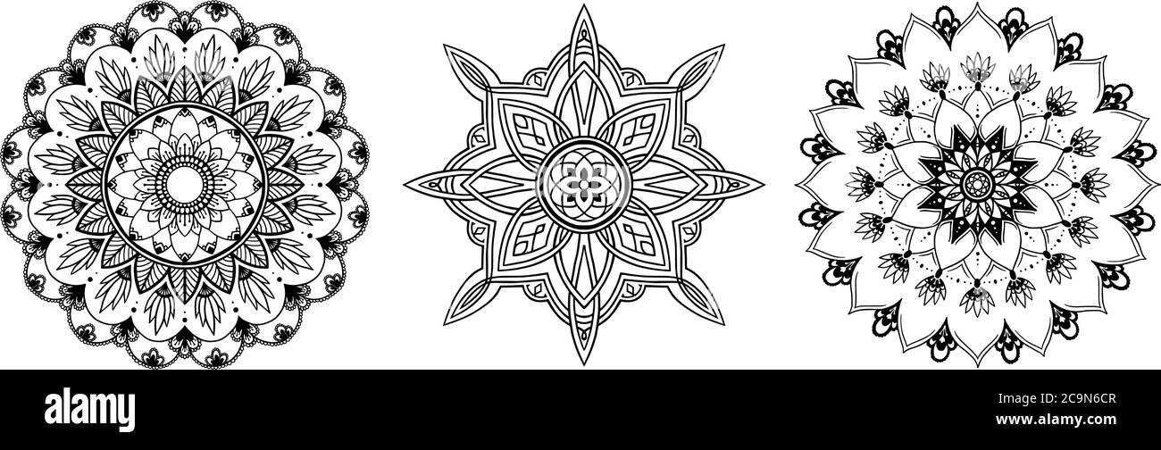 Motif circulaire sous forme de mandala pour livre de coloriage, Henna, Mehndi, tatouage, logo Yoga. Fond pour l'affiche de méditation. Illustration de Vecteur