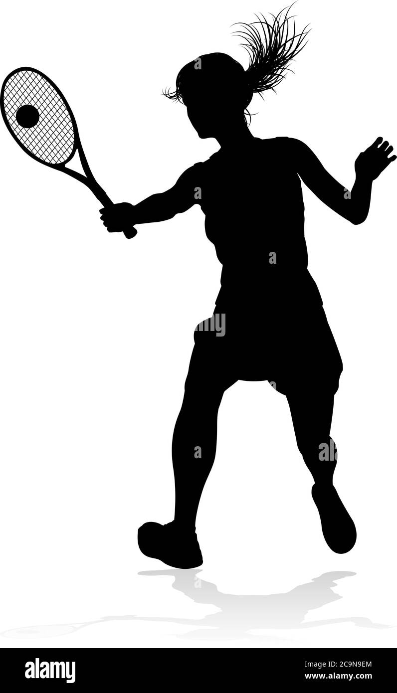 Tennis Player Woman Sport Person Silhouette Illustration de Vecteur