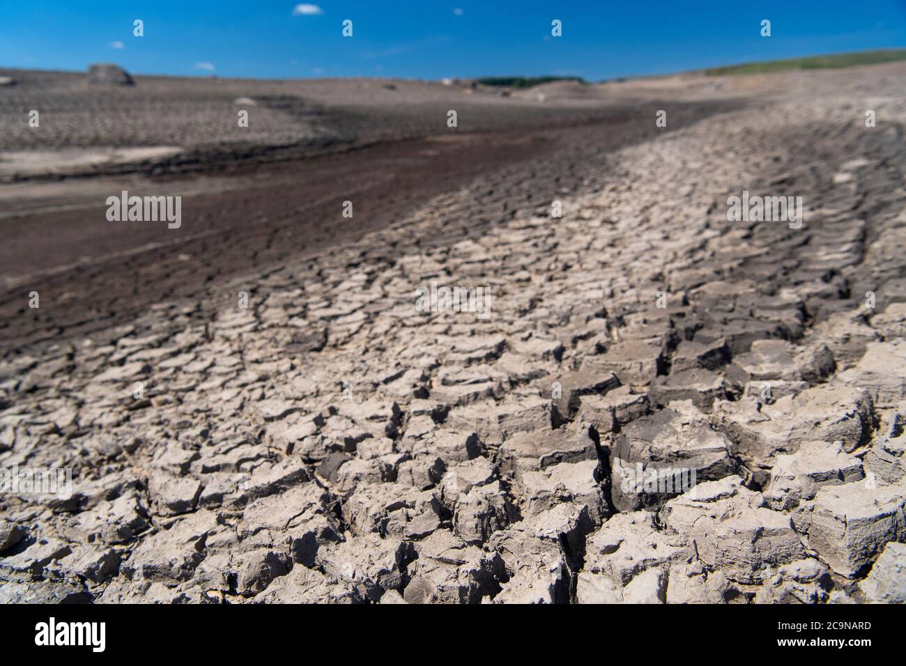 Réservoir de Selset, Middleton à Teesdale, Co. Durham avec de très faibles niveaux d'eau. Il a été construit en 1960 et alimente teesdale et Teesdide. Banque D'Images