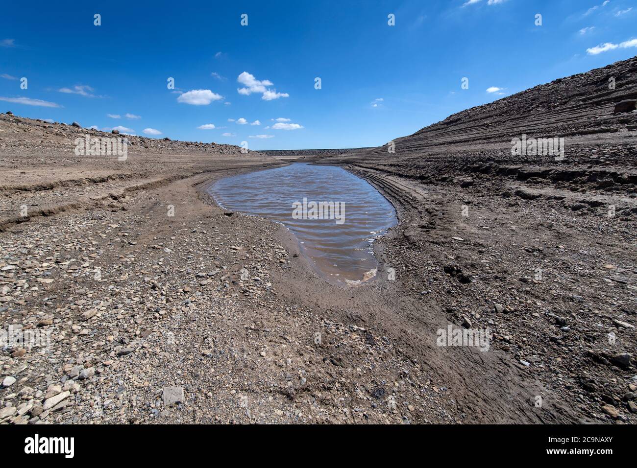 Réservoir Selset, Middleton à Teesdale, Co. Durham avec de très faibles niveaux d'eau. Il a été construit en 1960 et alimente teesdale et Teesdide. Banque D'Images