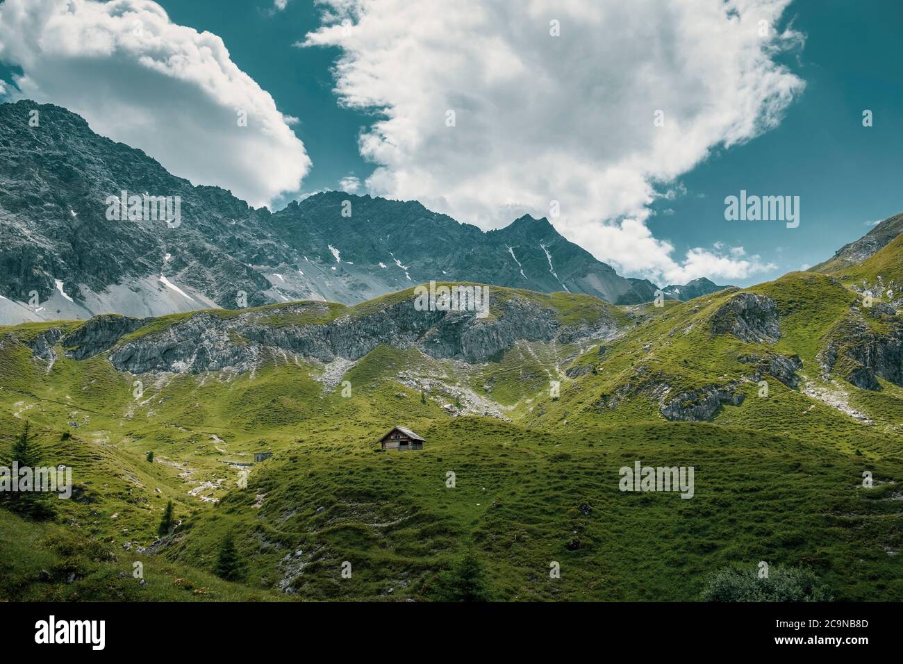 Paysage de montagne alpin rude d'Arosa, Graubuenden Banque D'Images
