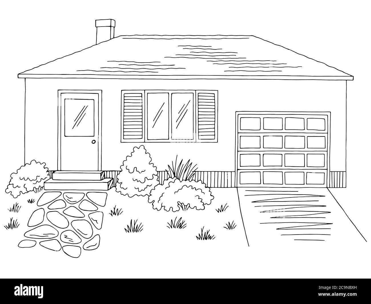 Intérieur extérieur graphique noir blanc esquisse illustration vecteur Illustration de Vecteur