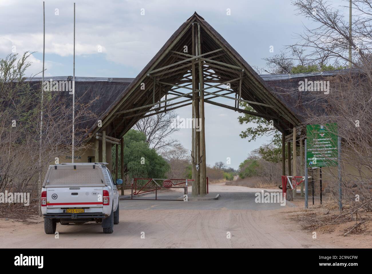 La porte Ghoha du parc national de Chobe, Botswana, Afrique Banque D'Images