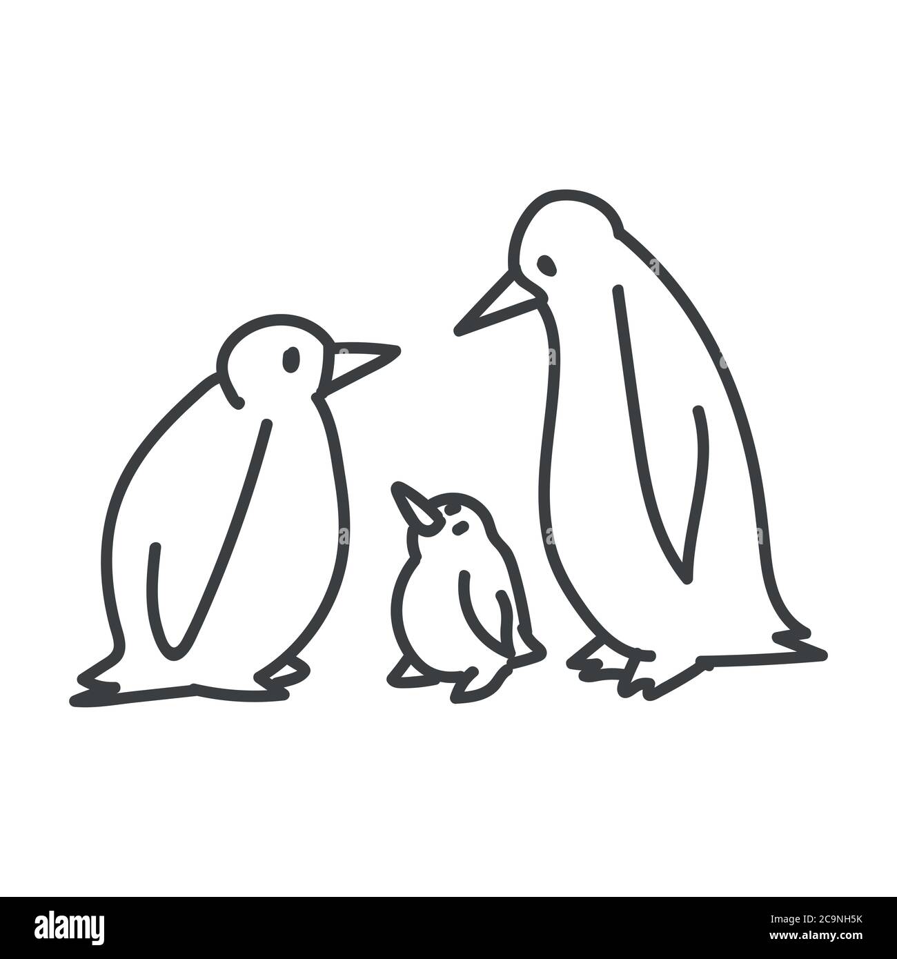 Image de la famille des pingouins d'hiver sans couture. Simple sexe neutre pépinière fête scrapbook autocollant. Dessin animé fantaisie pour enfants Illustration de Vecteur