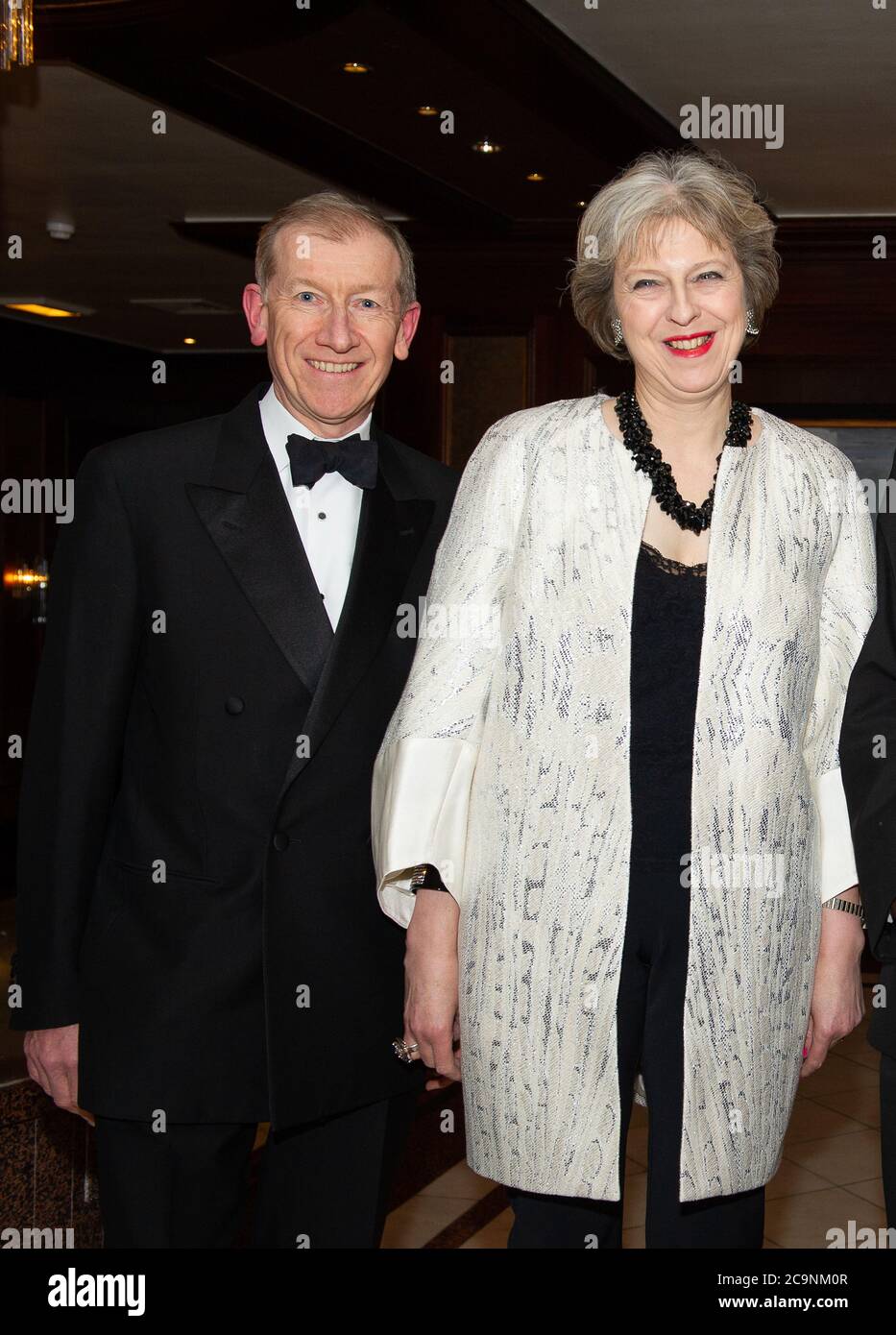 Maidenhead, Berkshire, Royaume-Uni. 5 mars 2016. La députée de Maidenhead, Theresa May, et son mari, Philip May, assistent au dîner de la Chambre de commerce de Maidenhead Banque D'Images
