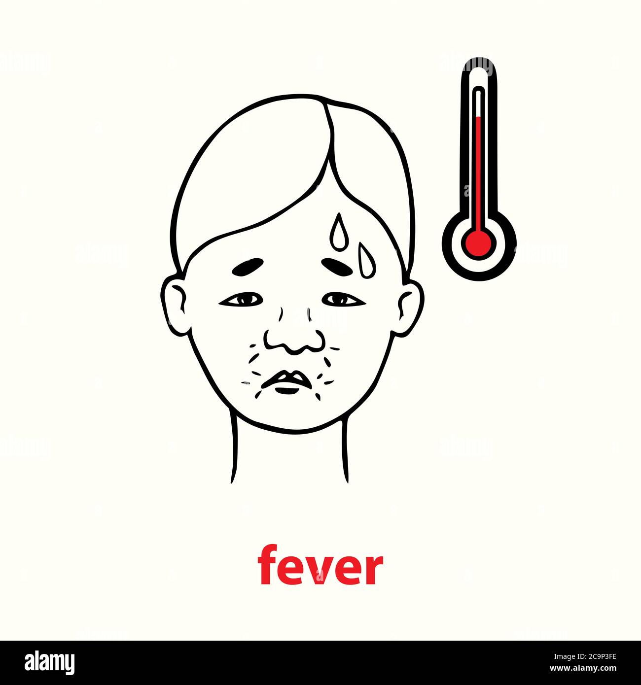 Icône Fever, dessin simple de l'enlinet Banque D'Images