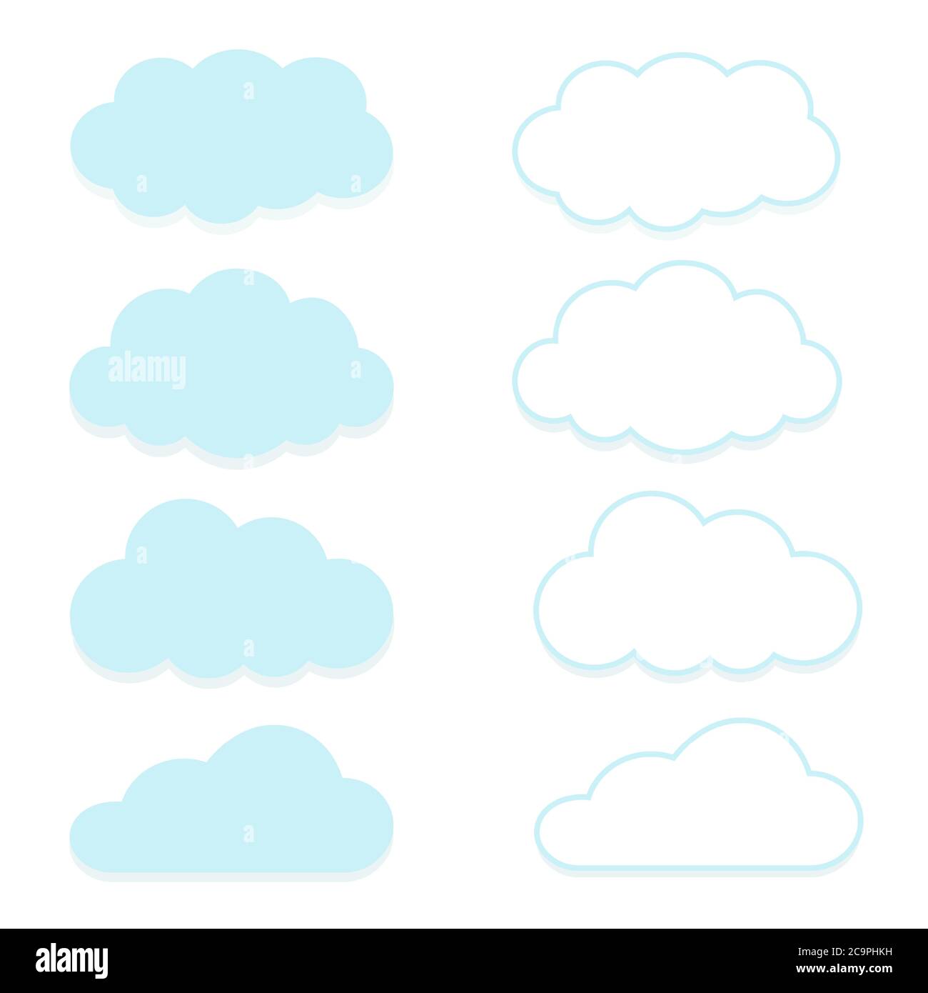 Ensemble de panneaux de nuage. Symboles des prévisions météorologiques. Illustration vectorielle dans un style de conception à plat. Illustration de Vecteur