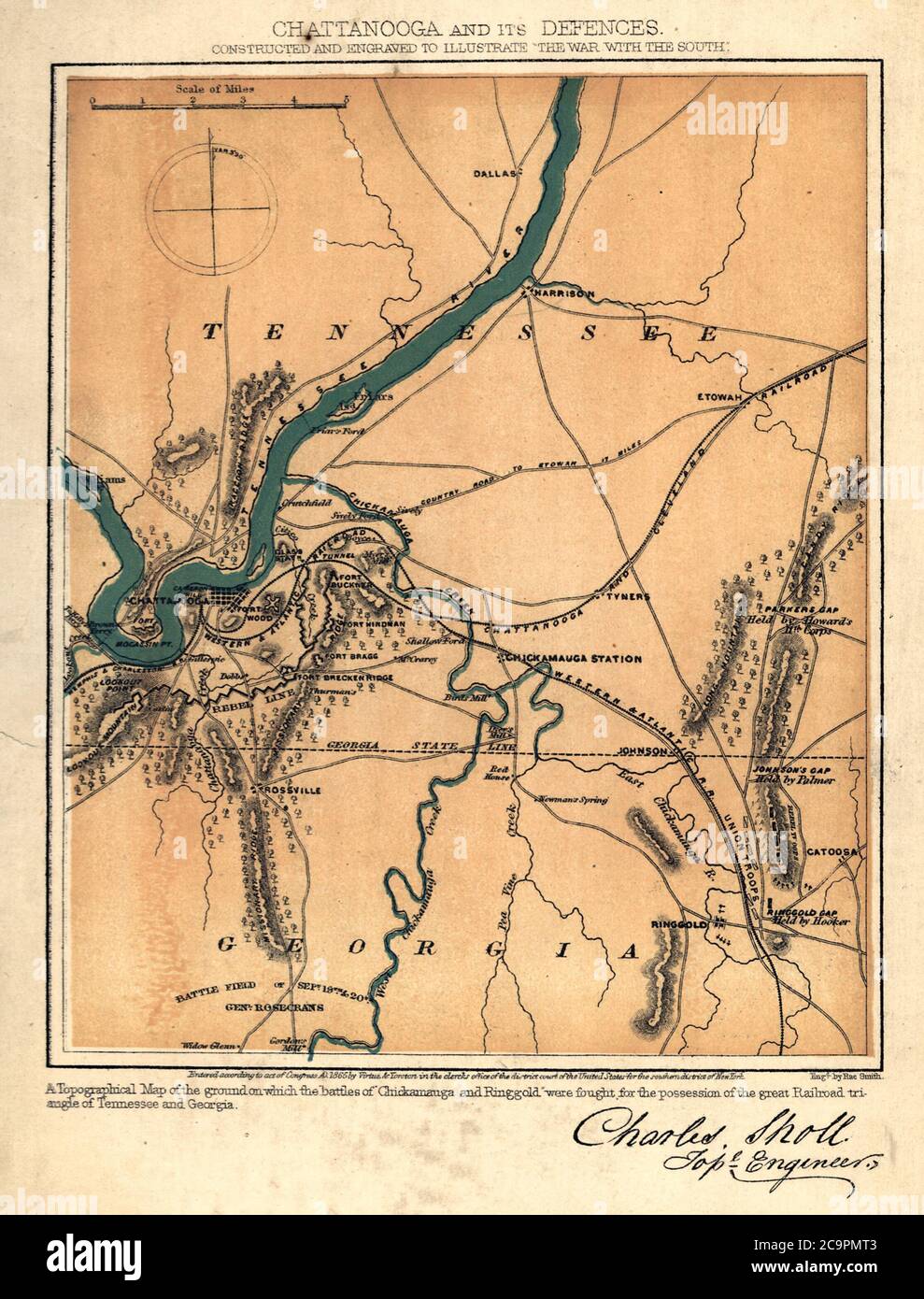 Chattanooga et ses défenses pendant la guerre de Sécession Banque D'Images