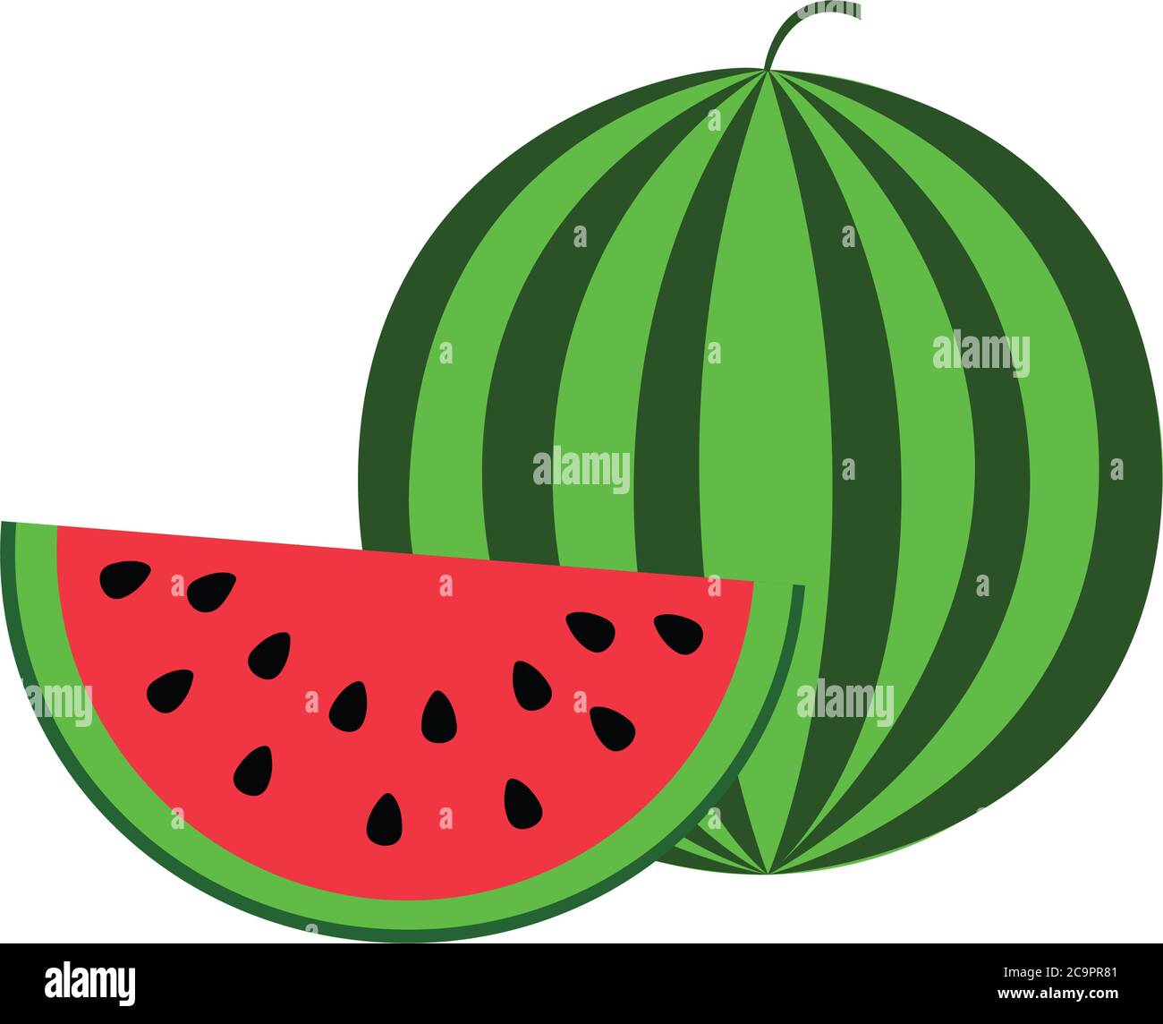 Illustration stylisée icône de melon d'eau entier et en tranches isolée sur fond blanc Illustration de Vecteur
