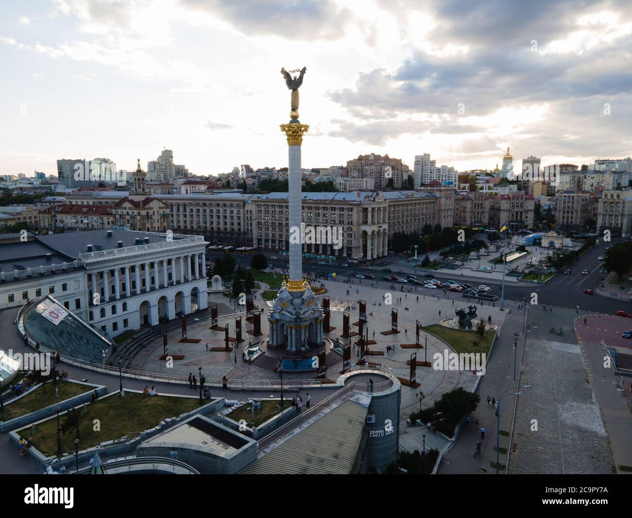 Place de l'indépendance à Kiev, Ukraine. Maïdan. Vue aérienne Banque D'Images