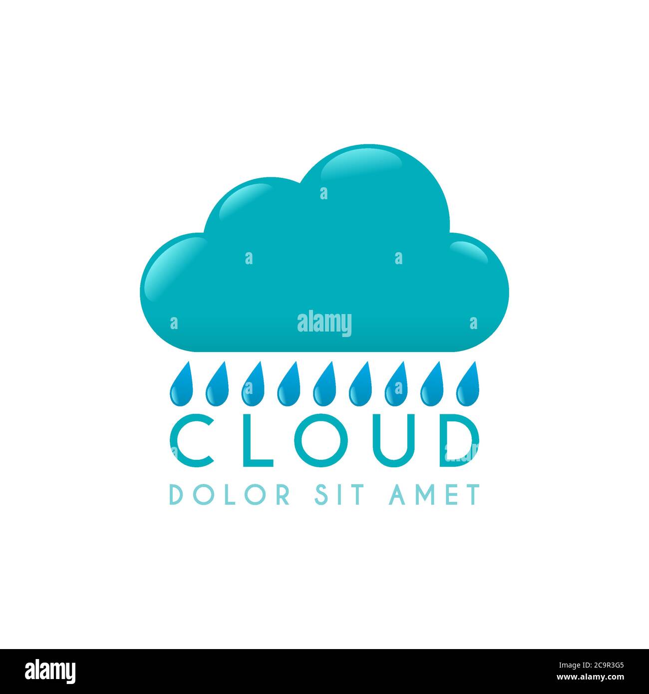 Le logo de nuage bleu avec les mots NUAGE au milieu et des points Illustration de Vecteur