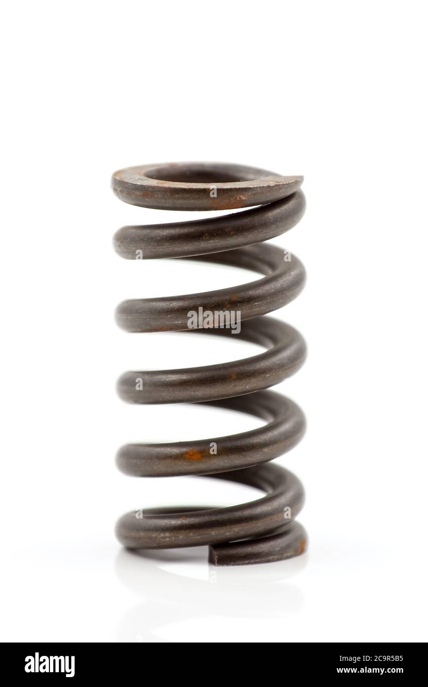 Ressort rouillé en fil d'acier épais. Mise au point sélective avec faible profondeur de champ. Banque D'Images