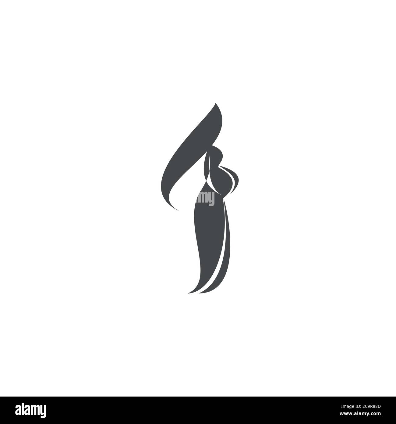 Gracieux femme enceinte logotype. Vecteur simple logo isolé sur blanc. Noir et blanc. Silhouette noire de femme enceinte en robe. Papillon plat Illustration de Vecteur