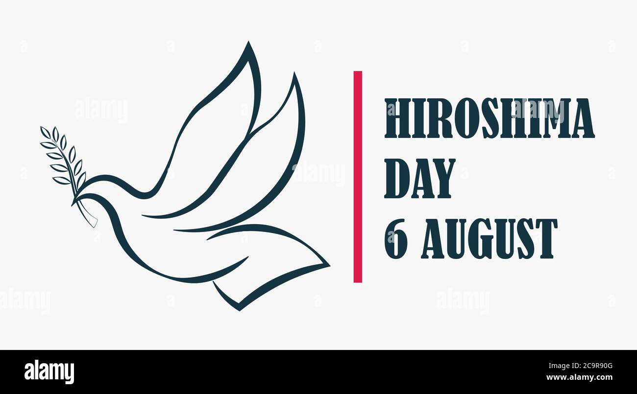 Hiroshima Day, 6 août, affiche d'oiseau de colombe, illustration plate, vecteur Illustration de Vecteur