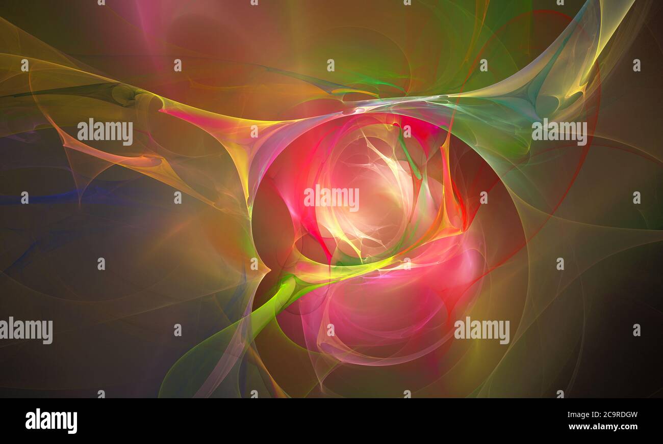 Arrière-plan fractal abstrait coloré avec lignes et taches de couleur Banque D'Images