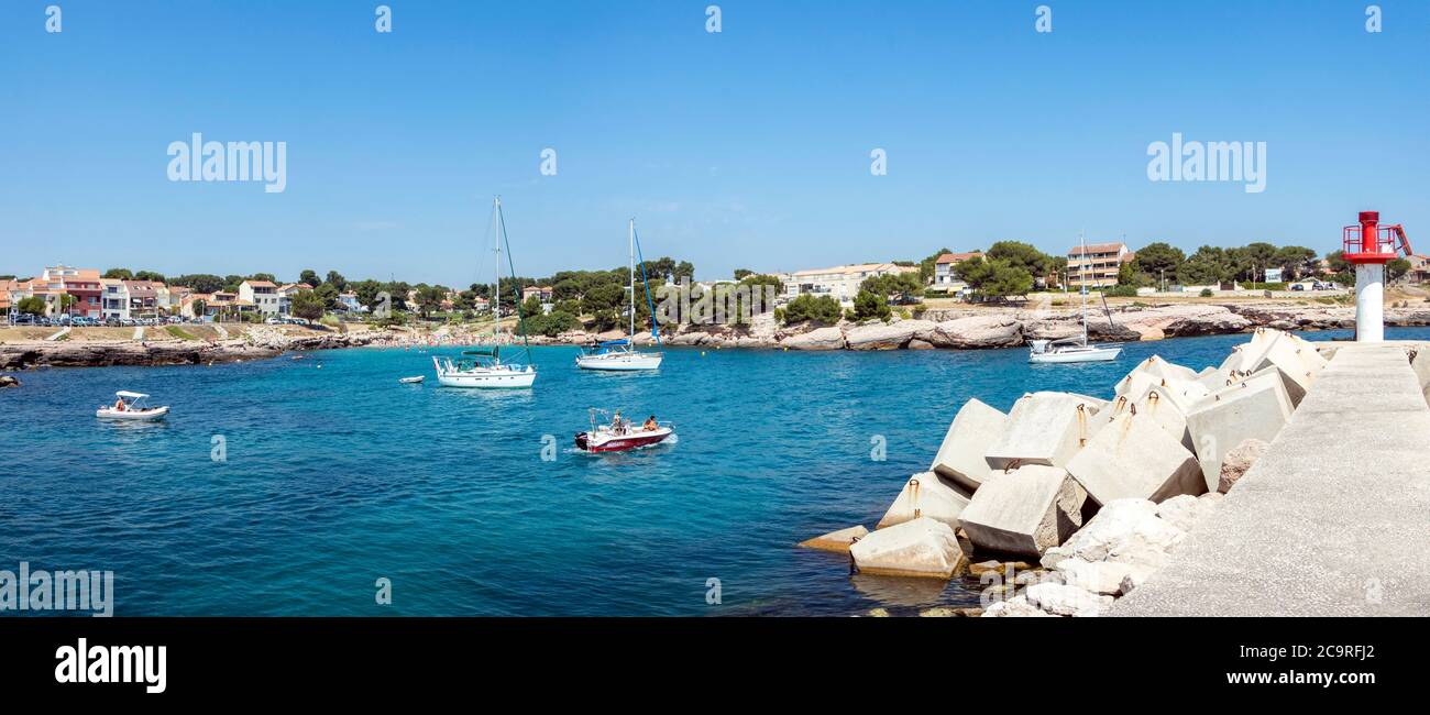 panorama des yachts dans le port de Port de Bouc plaisance Près de Martigues dans le sud de la france Banque D'Images