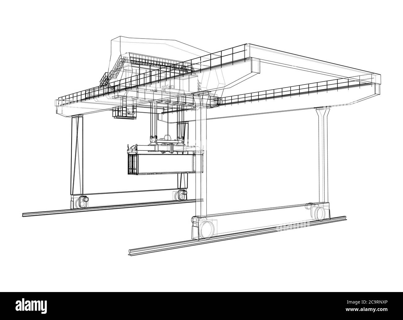 Contour de la grue du conteneur du statif monté sur rail Illustration de Vecteur