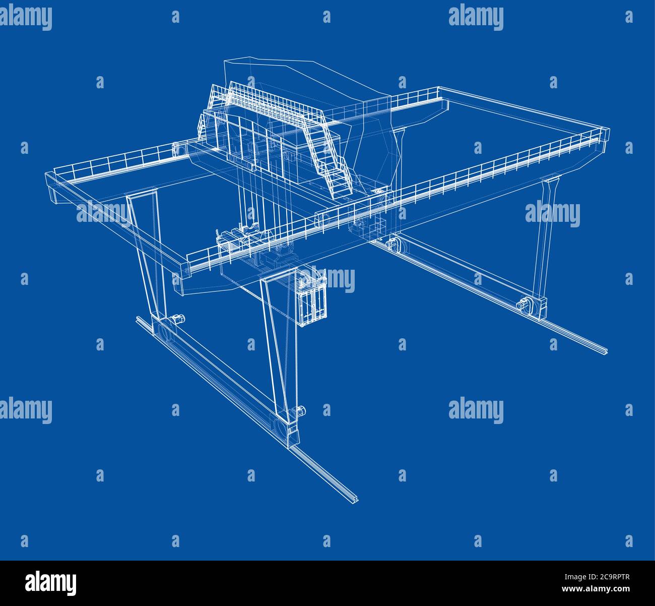 Contour de la grue du conteneur du statif monté sur rail Illustration de Vecteur
