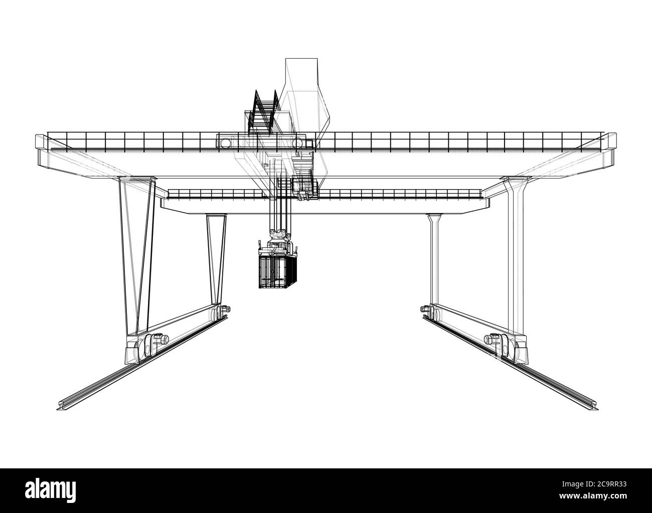 Contour de la grue du conteneur du statif monté sur rail Illustration de Vecteur