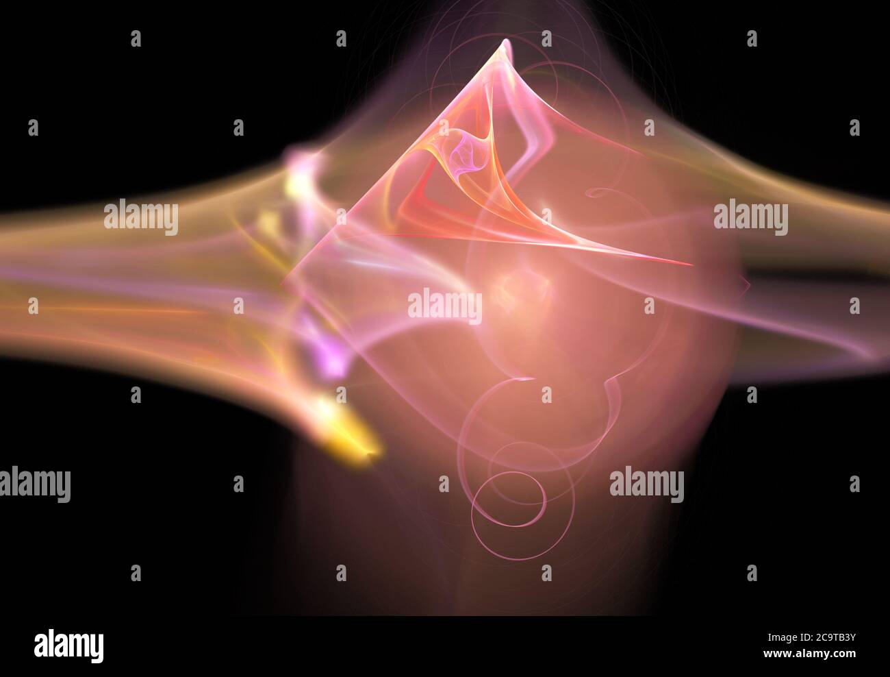 Fractales, un cristal lumineux abstrait sur fond noir Banque D'Images
