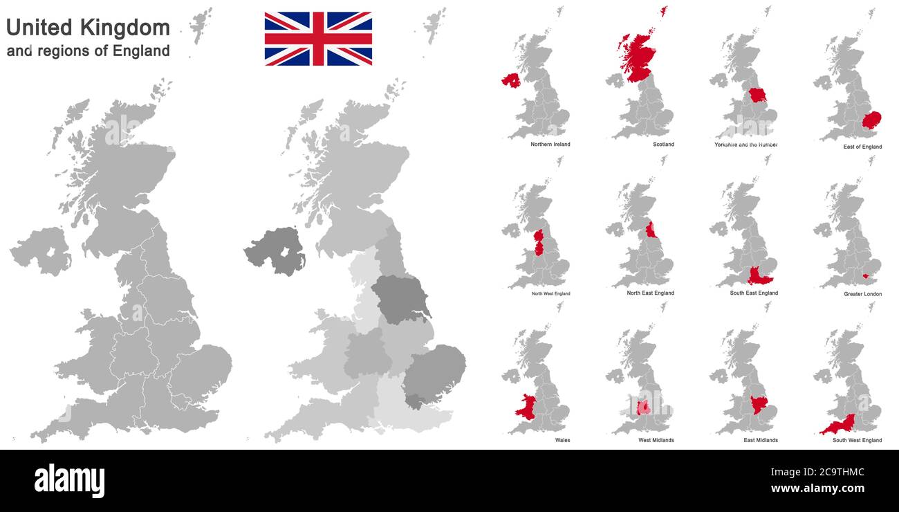 Pays européen Royaume-Uni et régions d'Angleterre Illustration de Vecteur
