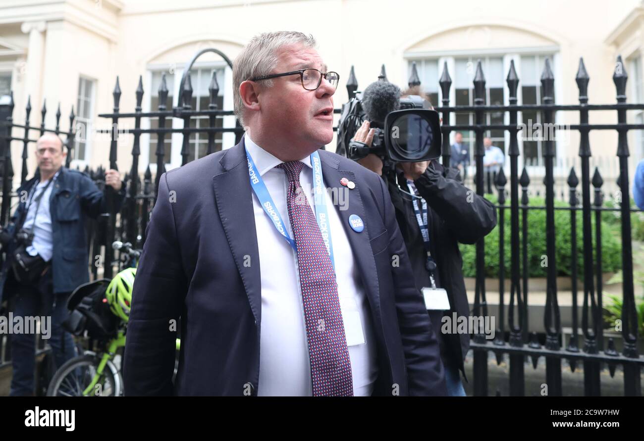 Le PIC montre: Mark François, Tory, MP, très pro du Brexit vu ici à la candidature de Boris JohnsonÕs à la direction dans laquelle il s'est allié à des militants anti-Brexit Banque D'Images