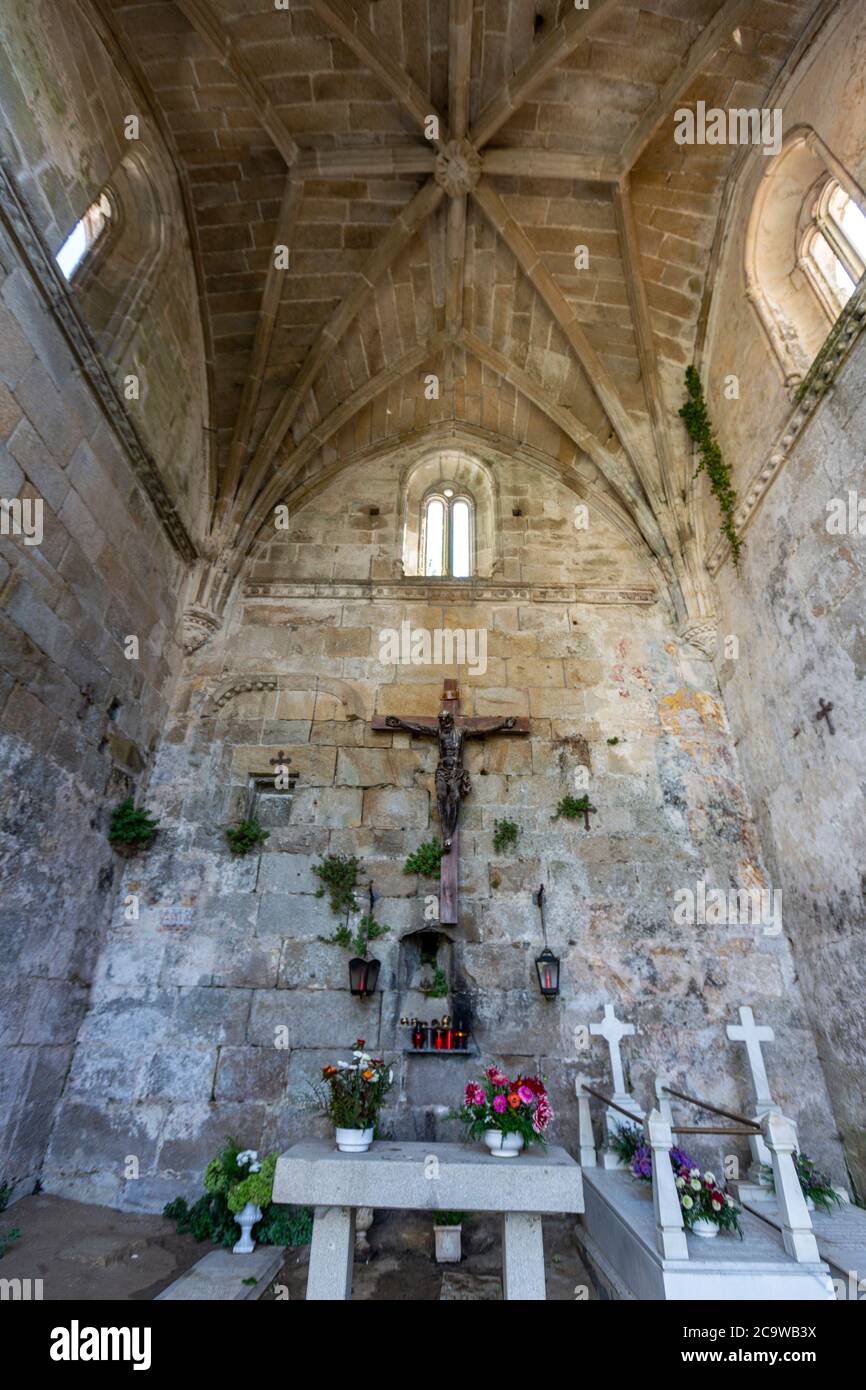 Ruines de l'iglesia de Santa Mariña de Dozo. Cambados, province de Pontevedra, Galice, Espagne Banque D'Images