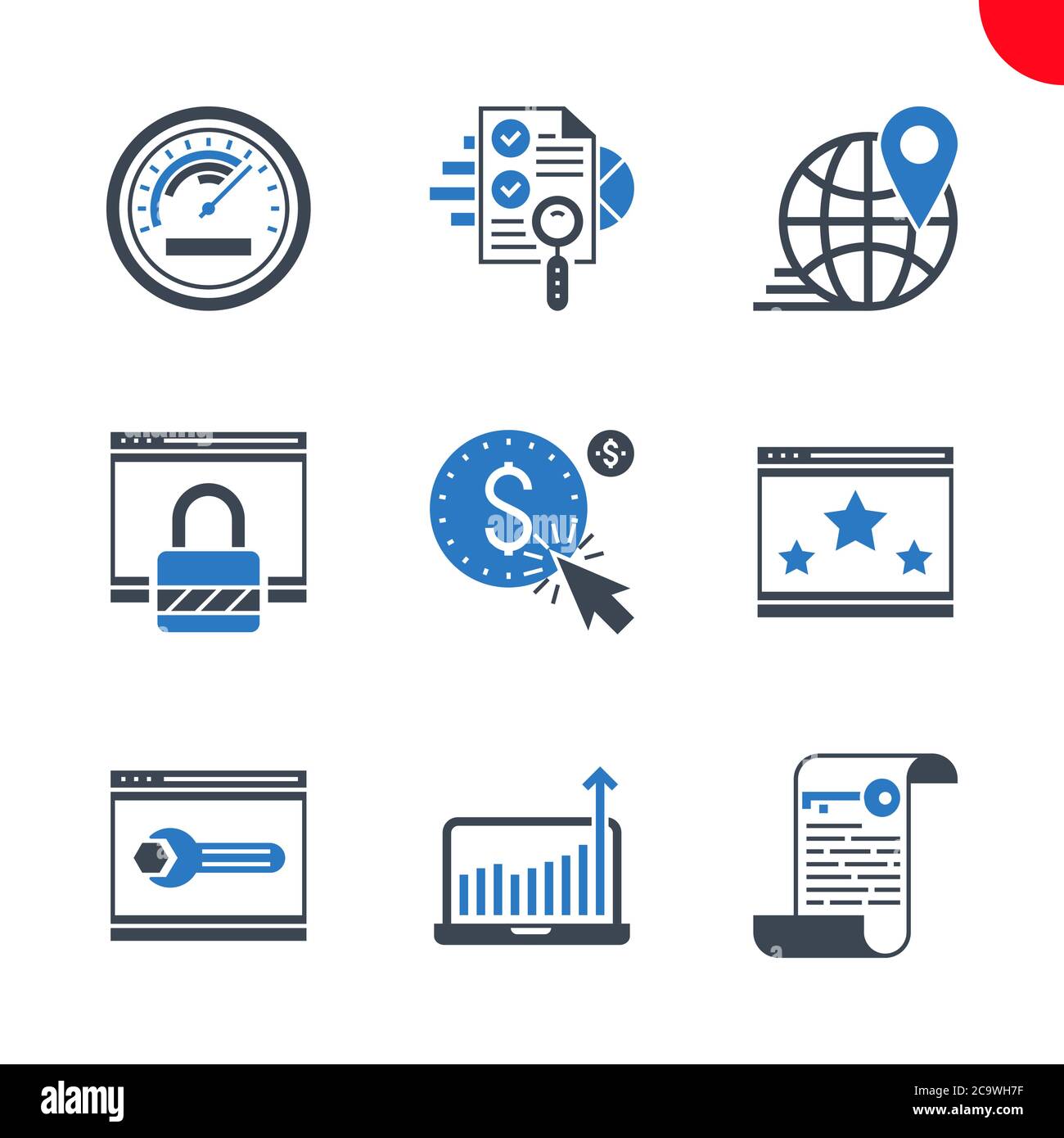 Jeu d'icônes SEO et d'opimisation Web Illustration de Vecteur