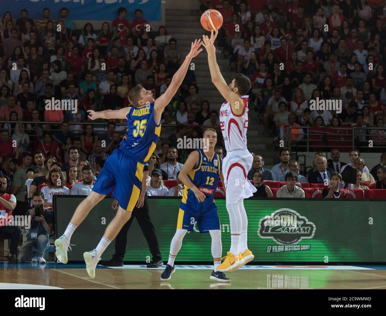 26.02.2018. Ankara, Turquie. Jeu de qualification de la coupe du monde 2019 de la FIBA Basketball: Turquie contre Suède à Ankara Arena, Ankara. Banque D'Images