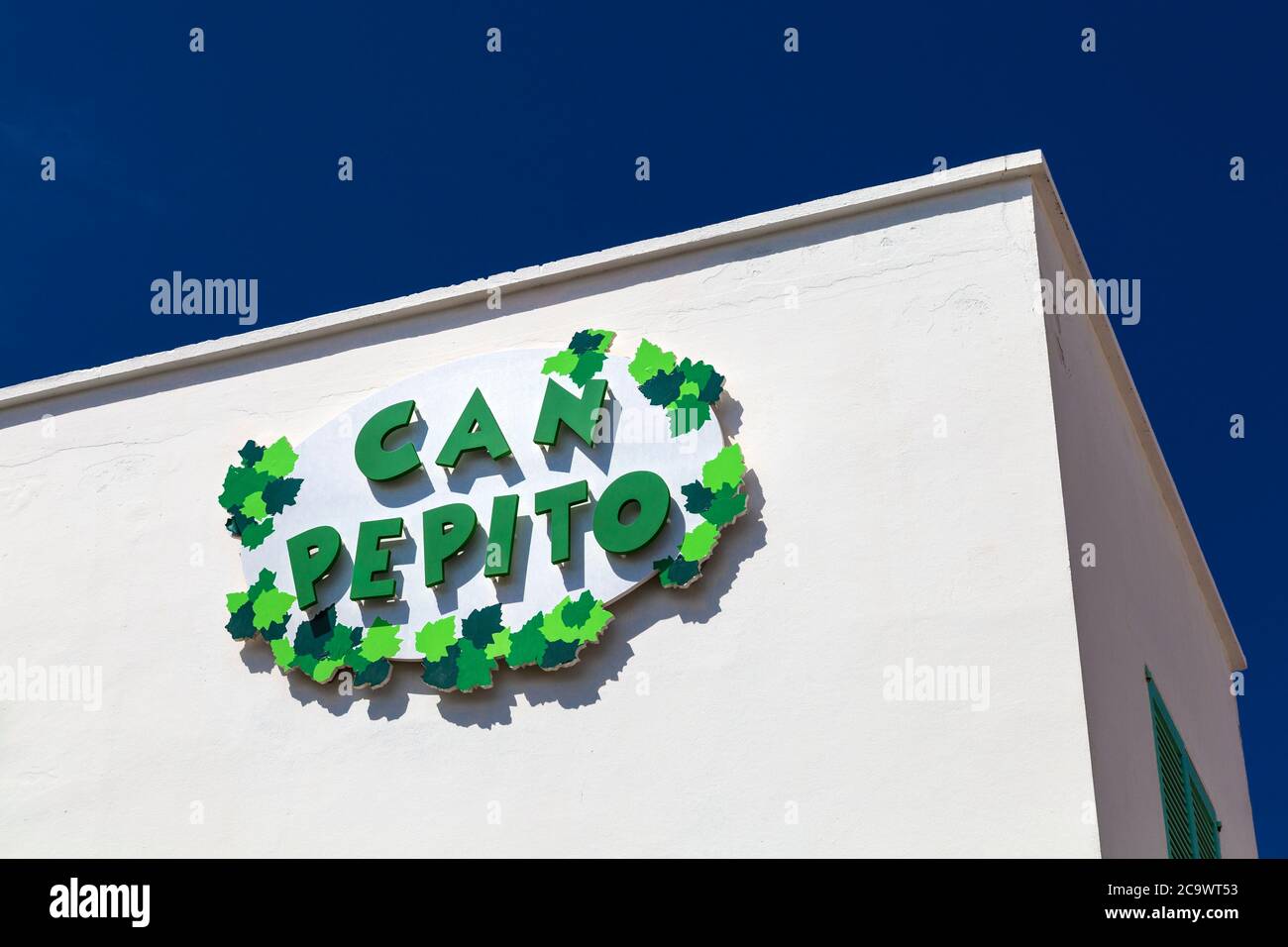 Panneau pour le restaurant CAN Pepito à Sant Francesc Xavier, Formentera, Espagne Banque D'Images